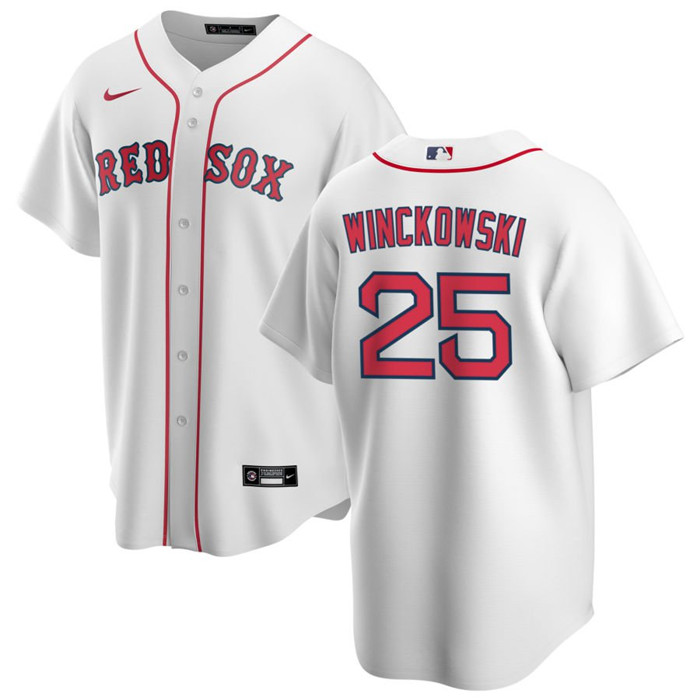 Men's Boston Red Sox #25 Josh Winckowski White Cool Base Stitched Baseball Jersey
